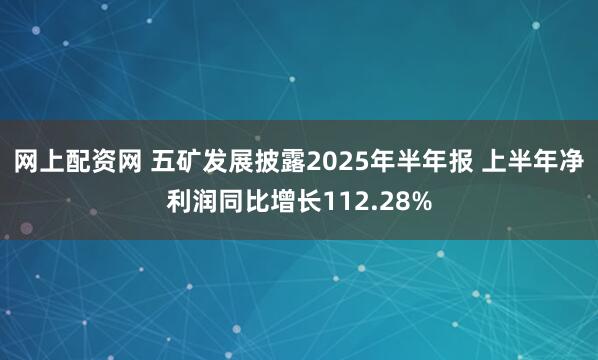 网上配资网 五矿发展披露2025年半年报 上半年净利润同比增长112.28%