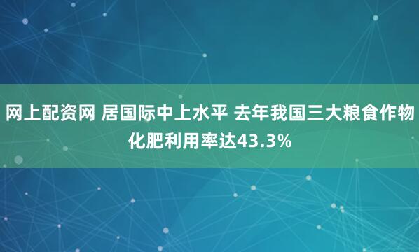 网上配资网 居国际中上水平 去年我国三大粮食作物化肥利用率达43.3%